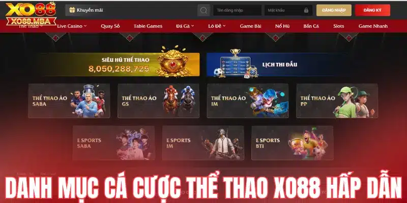 Danh mục cá cược thể thao Xo88 hấp dẫn nhất